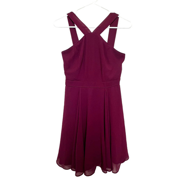 Lulu's Forevermore Burgundy Skater Dress Extra Small - Picture 2 of 7
